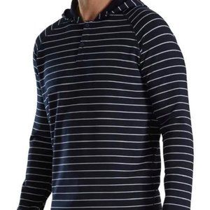 FootJoy Lifestyle Collection Striped Golf Hoodie Sweatshirt Navy Size Large